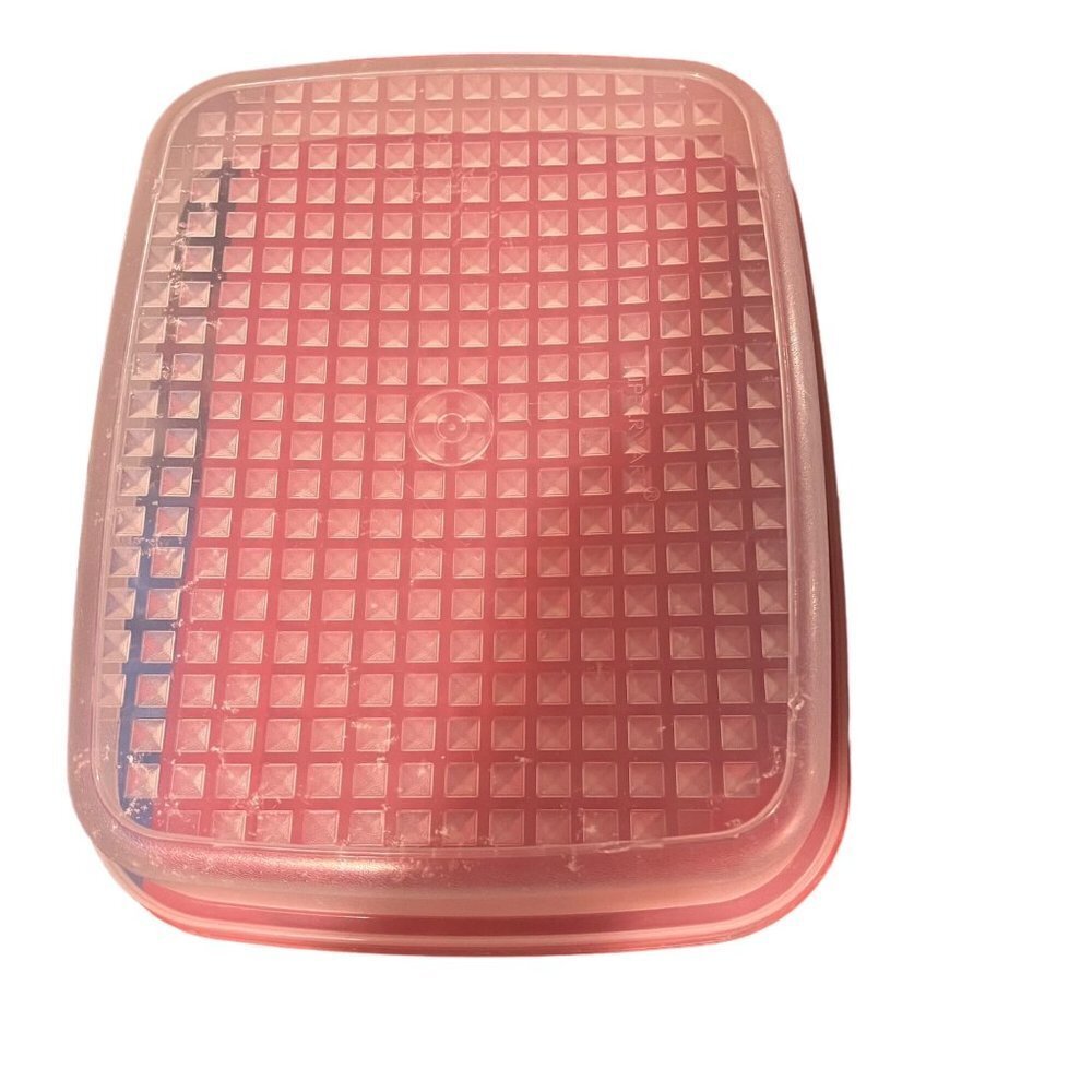 TUPPERWARE SEASON-N-SERVE CONTAINER W/SEAL PAPRIKA RED WHITE VINTAGE 1294-1295 - Picture 4 of 5